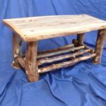 Coffee Table with Spindle Shelf and log edge